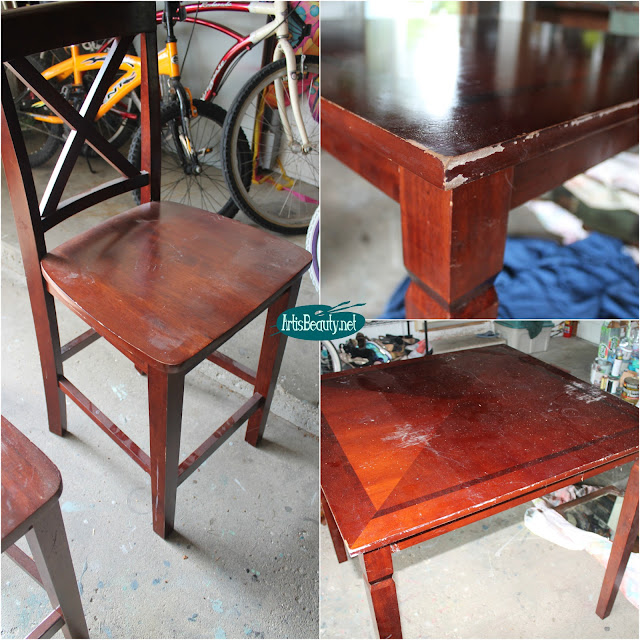 before free table and chair fixer upper makeover painted diy farmhouse style