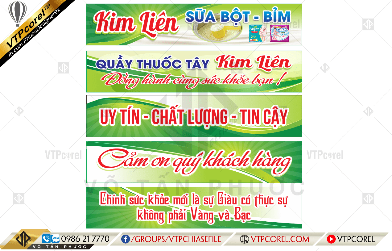 Bảng hiệu quầy thuốc tây Kim Liên sữa bột, bỉm CDR12