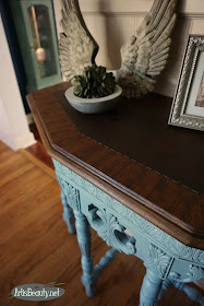 persian blue general finishes milk paint occasional half table library painted regency style