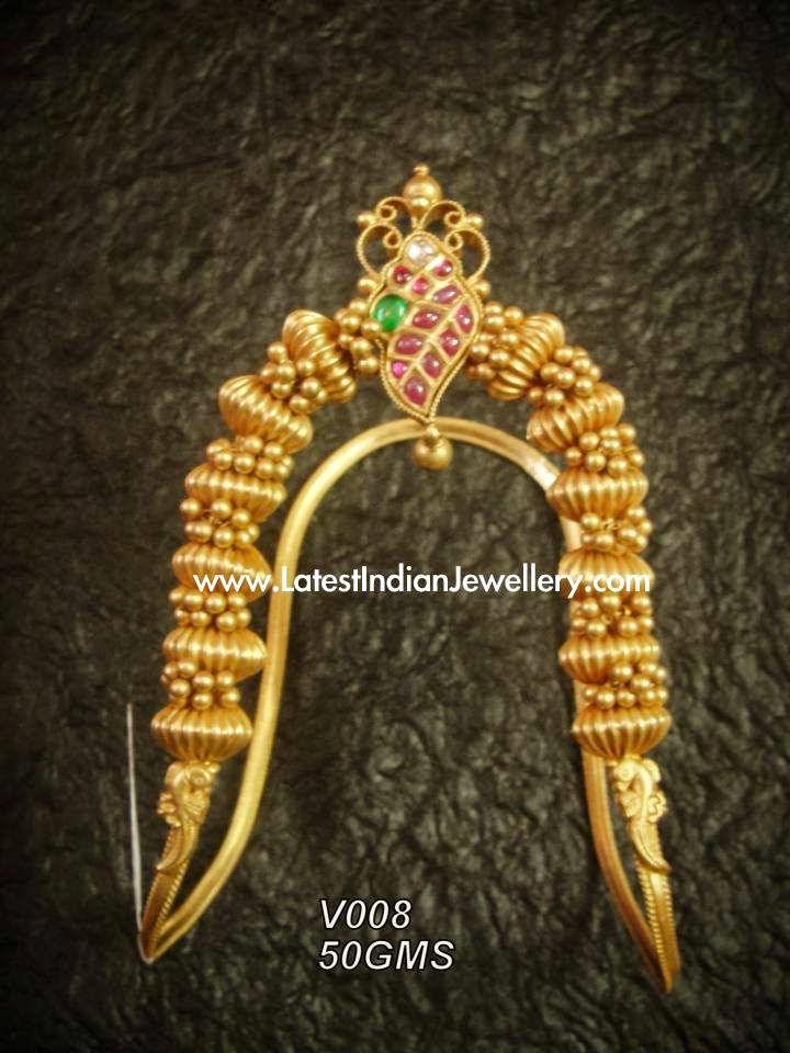 Unique Temple Design Nakshi Gold Ara Vanki - Latest Indian 