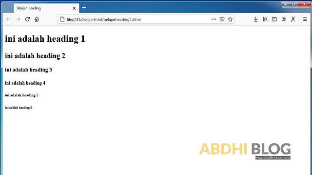 Tag Heading Pada HTML - Belajar HTML Dasar 5