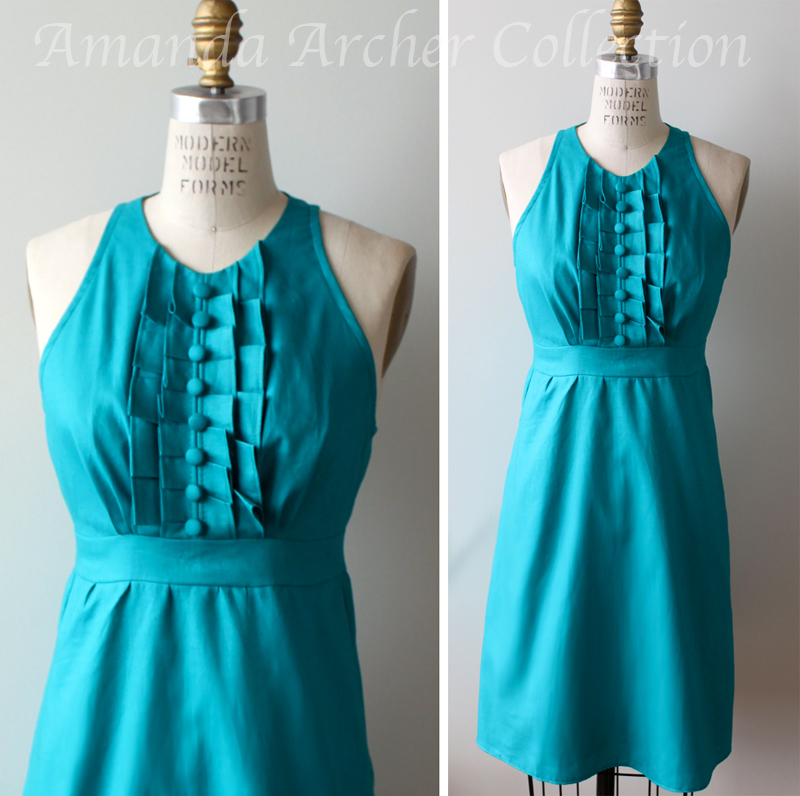 Tuxedo Dress pictured in Turquoise
