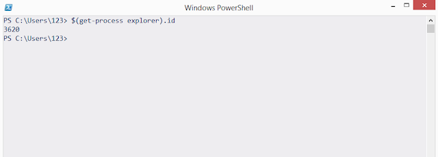 getting process id with using property of powershell object