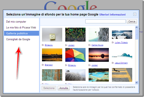 come mettere foto home page google