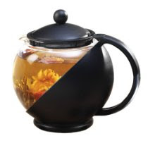 Primula Black 40-Ounce Teapot Includes Loose Tea Infuser and 3 Flowering Green Teas