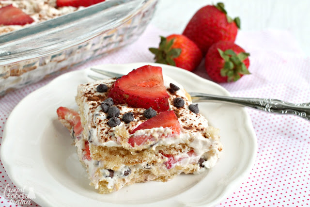 Sweet summer strawberries & two classic Italian desserts come together perfectly in this no-bake Strawberry Cannoli Tiramisu.