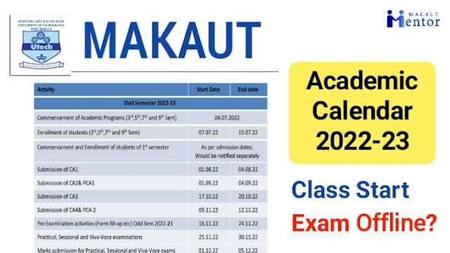 MAKAUT Academic Calendar 2022-23 Odd Even Semester