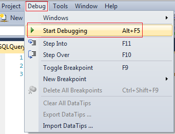 start debugging in sql server 2008