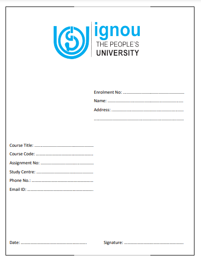 IGNOU Assignment Front Page PDF