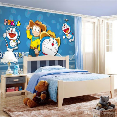 Wallpaper Dinding Kamar Tidur Anak Lucu Doraemon