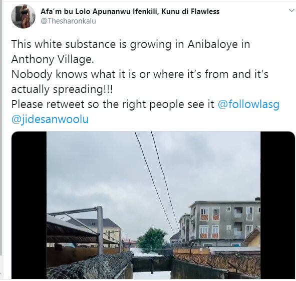 Panic As Chemical Foam is seen Surging Through Anthony Village In Lagos