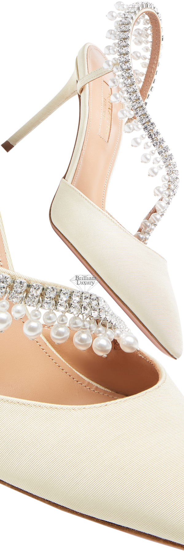 ♦Aquazzura exquisite cream bejeweled pumps #aquazzura #shoes #brilliantluxury