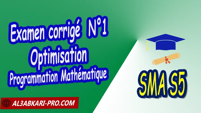 Examen corrigé 1 Optimisation: Programmation Mathématique, SMA S5 PDF Optimisation Programmation Mathématique Mathématiques SMA S5 semestre 5 ensemble convexe Opération, convexe fermé, fonction convexe Optimisation différentiable sans contraintes avec contraintes Conditions d’optimalité  Méthodes d’optimisation méthodes de descente, Méthode du gradient, Hypothèse de qualification, Karush-Kuhn-Tucker, problème avec contrainte extrêmes d’un polyèdre méthode du simplexe sécants de Kelley, dualité comprise Sciences Mathématiques et Applications Semestre 5 SMIA S5 Cours de Optimisation ( Programmation Mathématique ) Résumé cours de Optimisation ( Programmation Mathématique ) Exercices corrigés de Optimisation ( Programmation Mathématique ) Série d'exercices corrigés de Optimisation ( Programmation Mathématique ) Contrôle corrigé de Optimisation ( Programmation Mathématique ) Examens corrigés de Optimisation ( Programmation Mathématique ) Travaux dirigés td de Optimisation ( Programmation Mathématique ) Modules de Semestre 5 Sciences Mathématiques et Applications Faculté Science Université Faculté des Sciences Facultés des sciences et Techniques