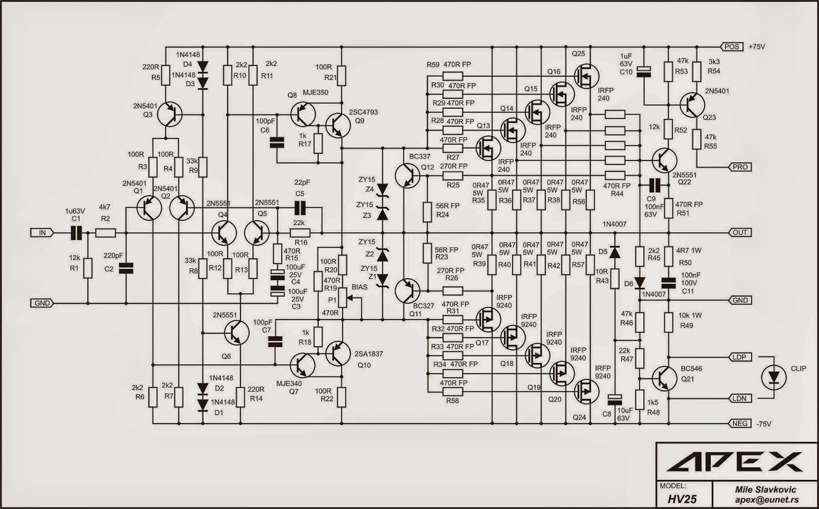 Rangkaian Power  Amplifier Mosfet  Circuit Diagram Images