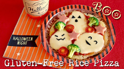 HALLOWEEN Ghost Rice Pizza (No Oven Gluten-Free Recipe)