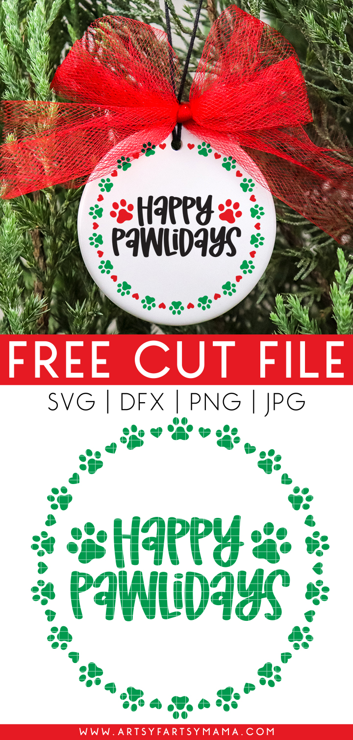 Free Happy Pawlidays SVG Cut File