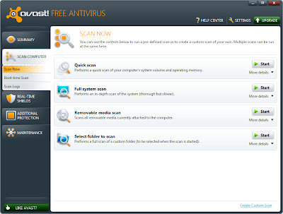 Avast Free Antivirus 2012 Screenshot