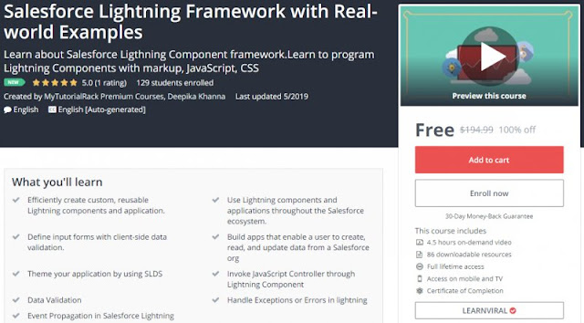 [100% Off] Salesforce Lightning Framework with Real-world Examples| Worth 194,99$
