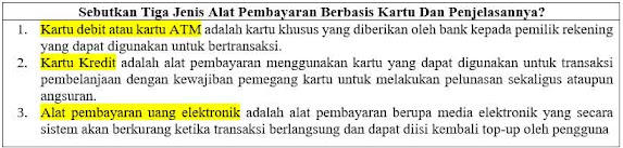 Sebutkan Tiga Jenis Alat Pembayaran Berbasis Kartu dan Penjelasannya?