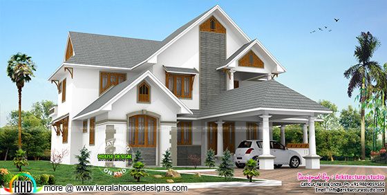 Sloping roof traditional style luxury home