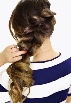 2 Minute Fancy Pony Tail with Braid 