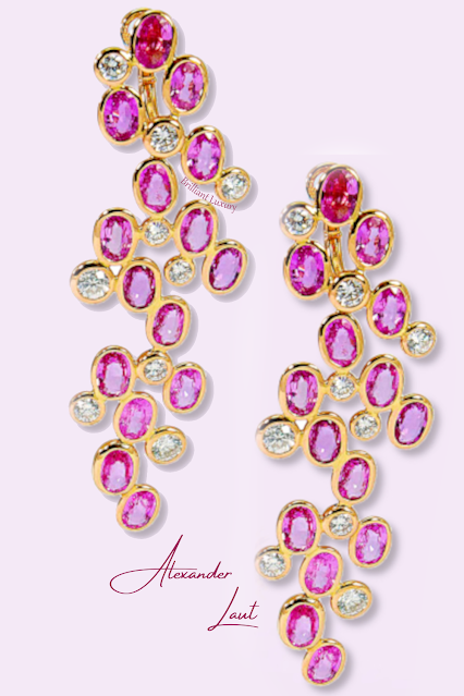 ♦Alexander Laut Bubbles Of Happiness pink sapphires diamond earrings #jewelry #brilliantluxury
