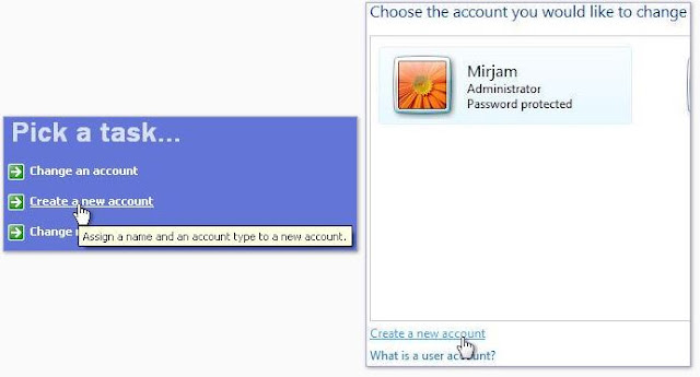 Windows XP, comptes utilisateur. Cliquez sur 'Créer un nouveau compte'.