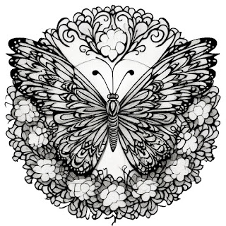 butterfly and flowers circle coloring book