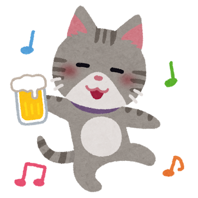 酔っ払った猫のイラスト