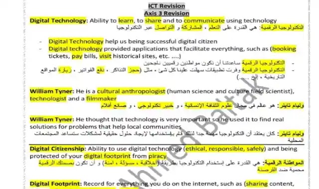 مراجعة ليلة امتحان تكتولوجيا المعلومات ICT بالاجابات للصف الرابع الابتدائى لغات الترم الثاني 2022