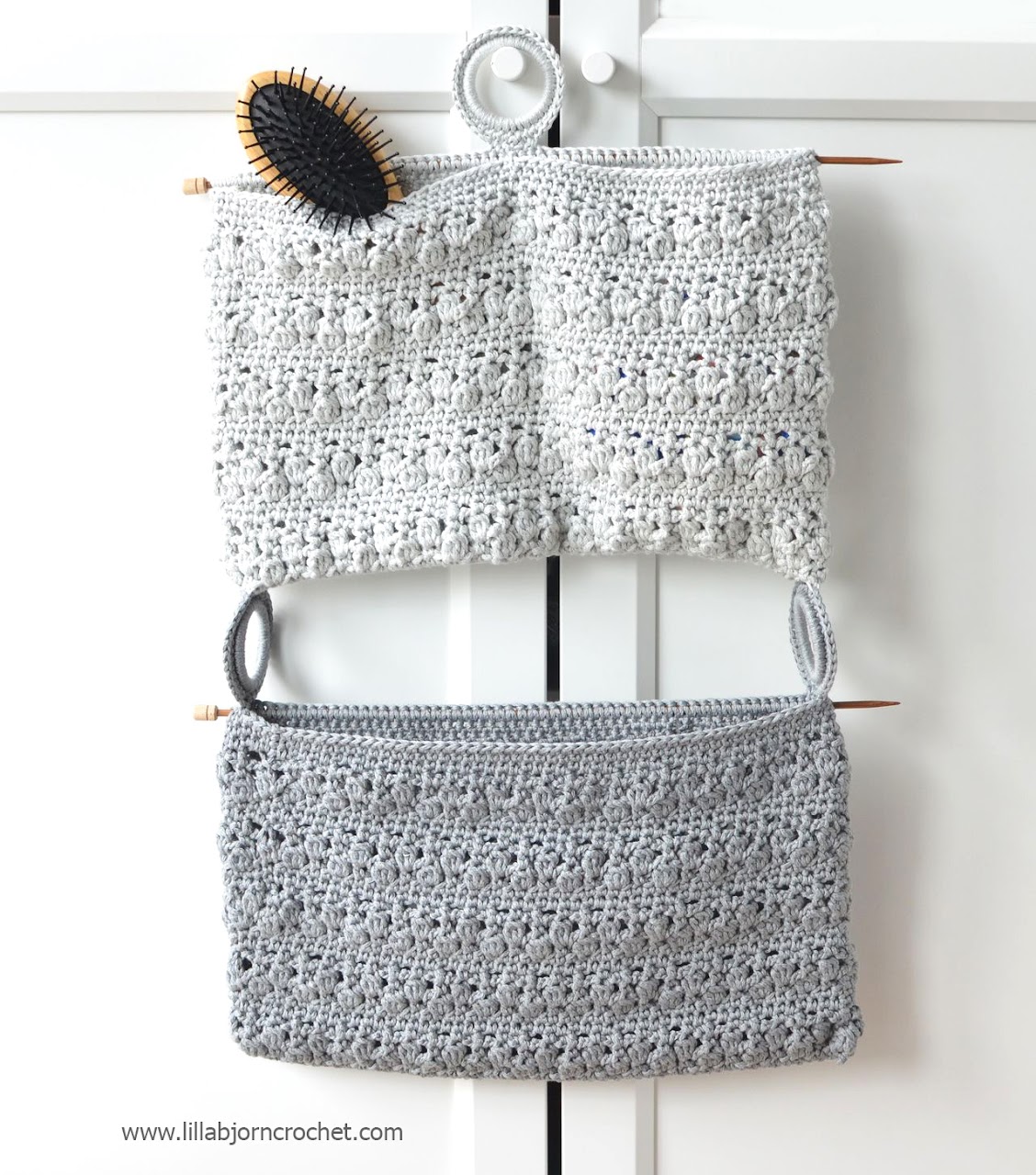 Crocheted Bathroom Organizer - a unique and stylish accessory for every bathroom. Designed by Lilla Bjorn Crochet