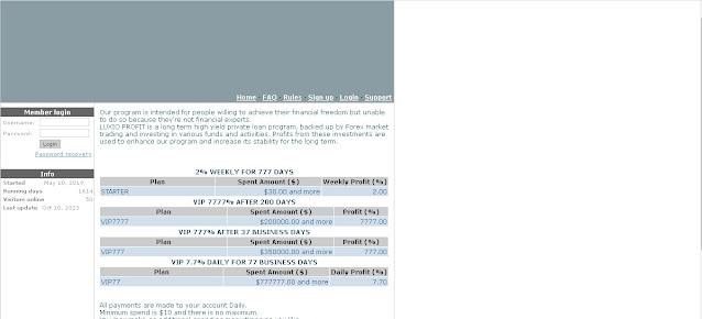 luxioprofit Hyip Program Details