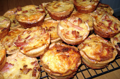 Quiches, cordial and choc chip cookies
