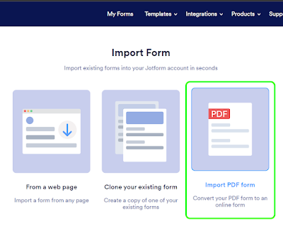 Import PDF Form 선택