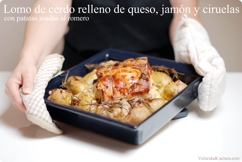Lomo de cerdo relleno con patatas al romero - VelocidadCuchara.com