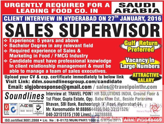 Urgently job recruitment for leading food co in KSA