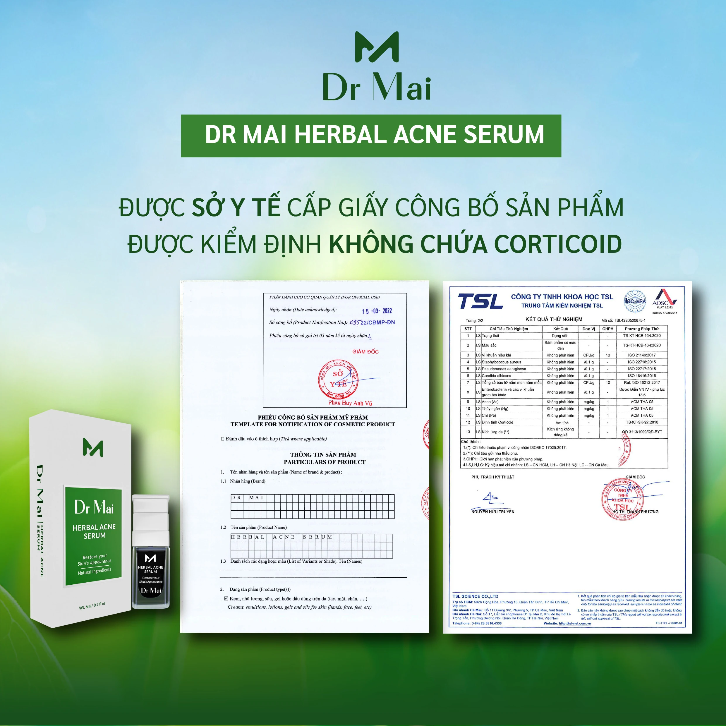 Dr Mai Acne Herbal trị mụn, kiềm dầu, giảm sưng viêm