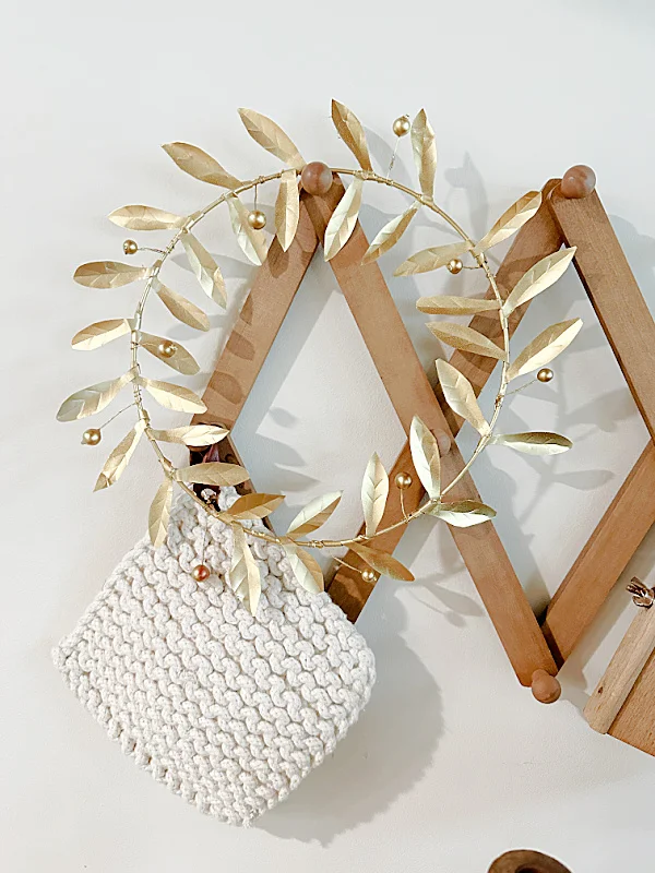 gold berry wreath on hooks