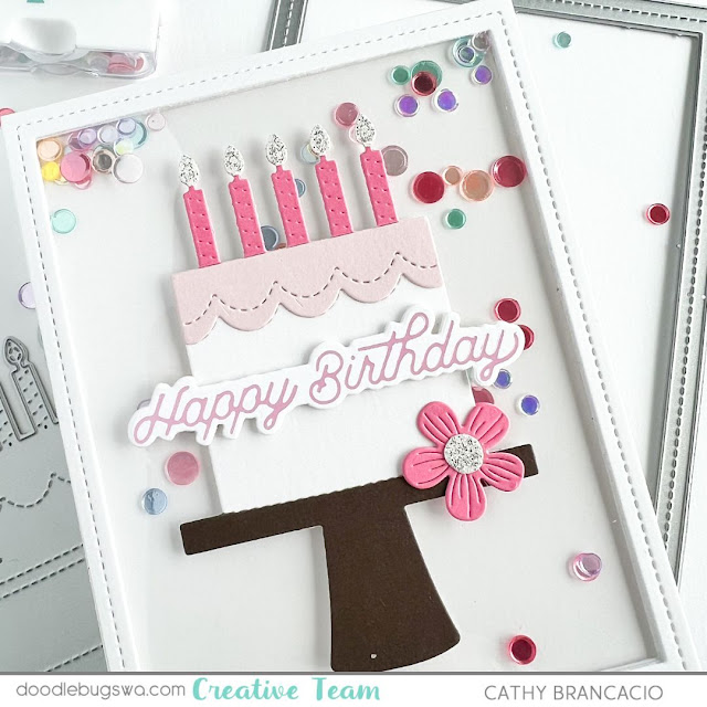 Pretty Pink Posh Fancy Cake shaker birthday card