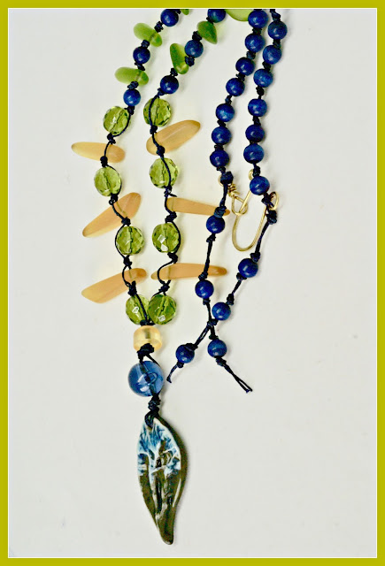 Earthy navy blue necklace by BayMoonDesign