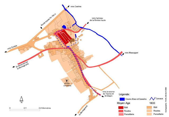 Plan historique de Dourgne piémont de la Montagne Noire Tarn