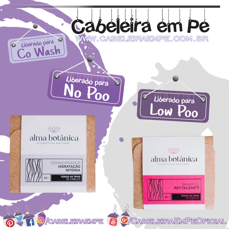 Shampo (Low Poo) e Condicionador (No Poo) para todos os tipos de cabelo - Alma Botânica