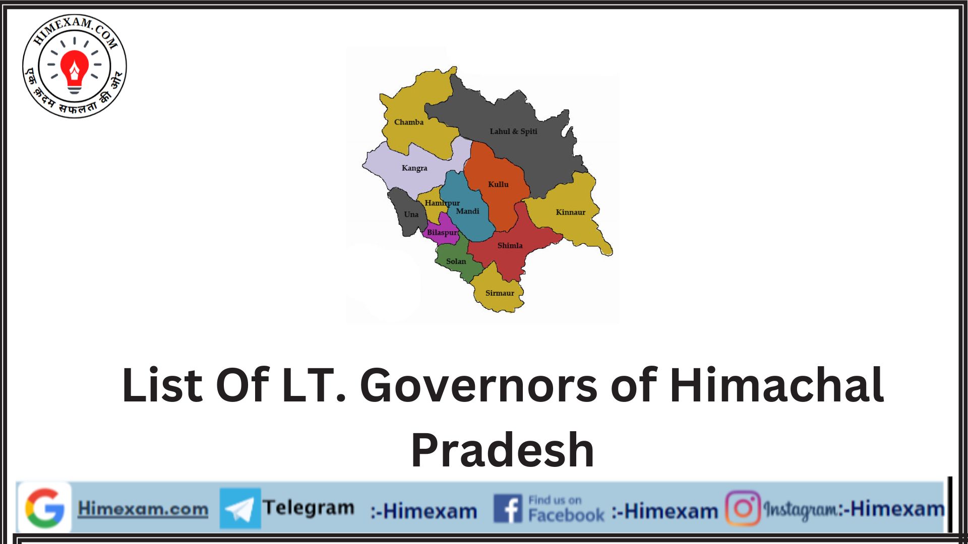 List Of LT. Governors of Himachal Pradesh