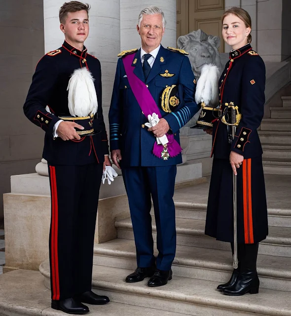 King Philippe his two eldest children, Crown Princess Elisabeth and Prince Gabriel
