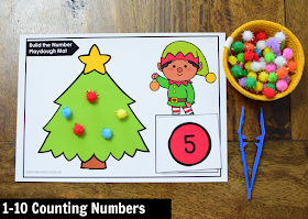 Kindergarten Math Center for December: 1-10 Counting Numbers