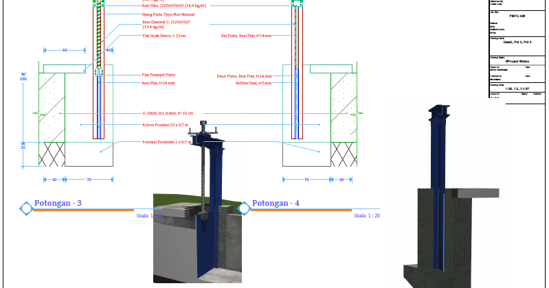 Ebook Materi Teknik Sipil Contoh Gambar  Desain Pintu  Air  