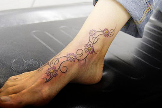 best art vine tattoo designs on foot for girls Posted by IJOX at 844 AM