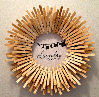 Clothespin wreath for laundry room