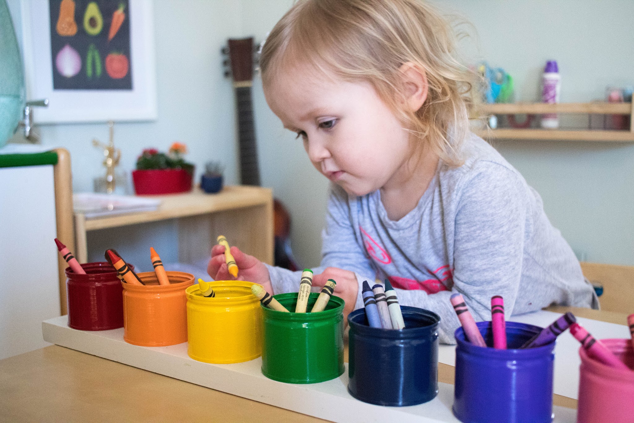 DIY Montessori Color Sorting Crayon Storage