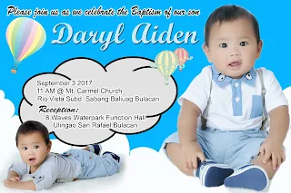 Baptismal invitation blue sky themes